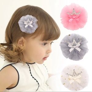 🆕 3 Tulle Princess Crown Hair Clips